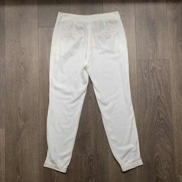 Aritzia Babaton Pants Straight Skinny Leg cuffed ankle Off white Tapered Trouser - Picture 14 of 16
